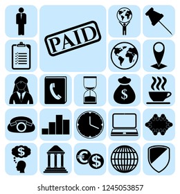 Set of 22 business high quality symbols or icons. Collection. Amazing desing. Vector Illustration.