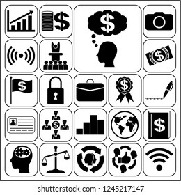 Set of 22 business high quality symbols or icons. Collection. Detailed design. Vector Illustration.