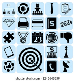 Set of 22 business high quality icons or symbols. Collection. Flat design. Vector Illustration.