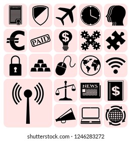 Set of 22 business high quality symbols or icons. Collection. Amazing desing. Vector Illustration.