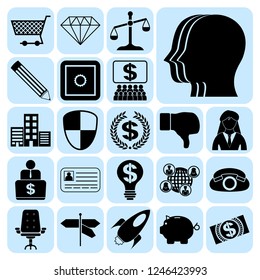 Set of 22 business high quality icons. Collection. Detailed design. Vector Illustration.