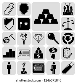 Set of 22 business high quality icons or symbols. Collection. Detailed design. Vector Illustration.