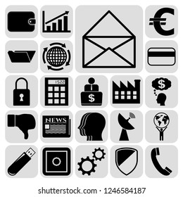 Set of 22 business high quality symbols or icons. Collection. Flat design. Vector Illustration.