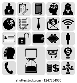 Set of 22 business high quality icons or symbols. Collection. Detailed design. Vector Illustration.