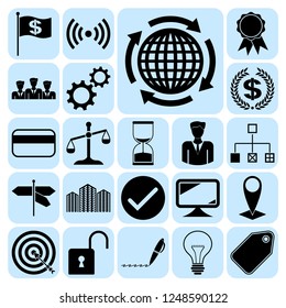 Set of 22 business high quality symbols or icons. Collection. Amazing desing. Vector Illustration.