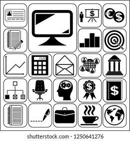 Set of 22 business high quality icons or symbols. Collection. Detailed design. Vector Illustration.