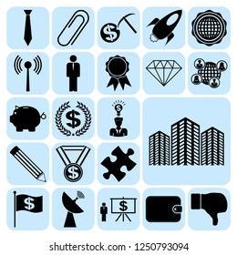 Set of 22 business high quality symbols. Collection. Detailed design. Vector Illustration.