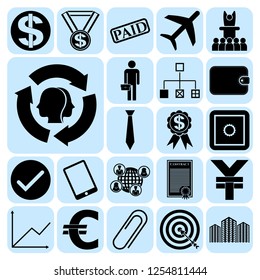 Set of 22 business high quality icons. Collection. Flat design. Vector Illustration.