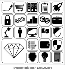 Set of 22 business high quality symbols. Collection. Flat design. Vector Illustration.