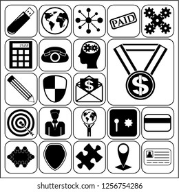 Set of 22 business high quality symbols or icons. Collection. Detailed design. Vector Illustration.