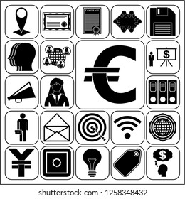 Set of 22 business high quality symbols or icons. Collection. Detailed design. Vector Illustration.