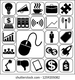 Set of 22 business high quality icons. Collection. Detailed design. Vector Illustration.