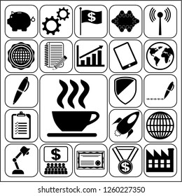 Set of 22 business high quality symbols or icons. Collection. Detailed design. Vector Illustration.