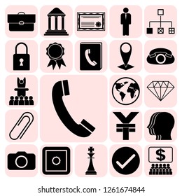Set of 22 business high quality symbols. Collection. Flat design. Vector Illustration.