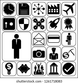 Set of 22 business high quality symbols or icons. Collection. Detailed design. Vector Illustration.