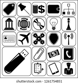 Set of 22 business high quality icons or symbols. Collection. Amazing desing. Vector Illustration.