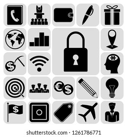 Set of 22 business high quality symbols or icons. Collection. Amazing desing. Vector Illustration.