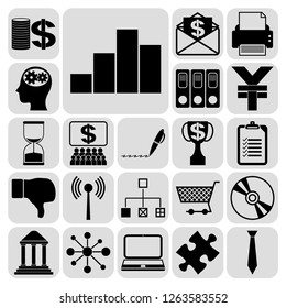 Set of 22 business high quality symbols or icons. Collection. Flat design. Vector Illustration.