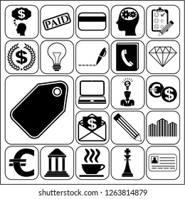 Set of 22 business high quality icons or symbols. Collection. Detailed design. Vector Illustration.