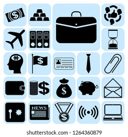 Set of 22 business high quality icons or symbols. Collection. Amazing desing. Vector Illustration.