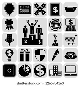 Set of 22 business high quality symbols or icons. Collection. Flat design. Vector Illustration.
