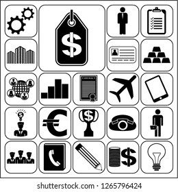Set of 22 business high quality icons. Collection. Flat design. Vector Illustration.
