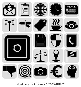 Set of 22 business high quality symbols or icons. Collection. Flat design. Vector Illustration.