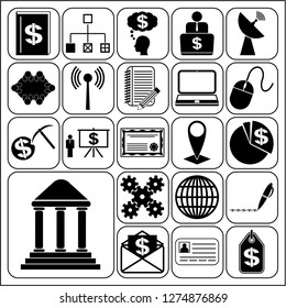 Set of 22 business high quality icons or symbols. Collection. Amazing desing. Vector Illustration.