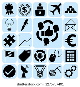 Set of 22 business high quality icons or symbols. Collection. Amazing desing. Vector Illustration.