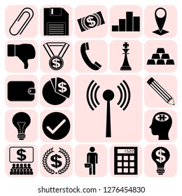 Set of 22 business high quality icons. Collection. Flat design. Vector Illustration.