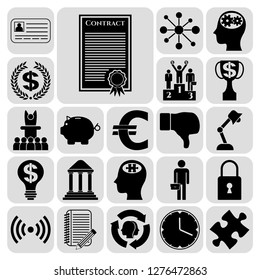Set of 22 business high quality symbols or icons. Collection. Detailed design. Vector Illustration.