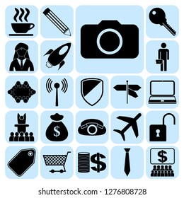 Set of 22 business high quality symbols. Collection. Detailed design. Vector Illustration.