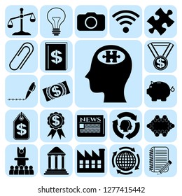 Set of 22 business high quality symbols. Collection. Flat design. Vector Illustration.