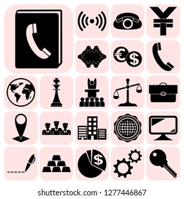 Set of 22 business high quality symbols. Collection. Flat design. Vector Illustration.