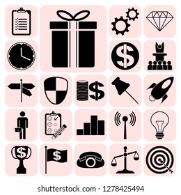  Set of 22 business high quality icons or symbols. Collection. Amazing desing. Vector Illustration.