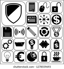 Set of 22 business high quality symbols. Collection. Flat design. Vector Illustration.