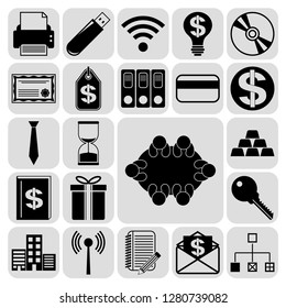 Set of 22 business high quality symbols. Collection. Amazing desing. Vector Illustration.