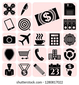 Set of 22 business high quality icons. Collection. Flat design. Vector Illustration.