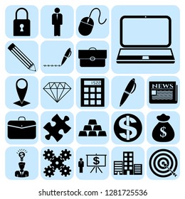 Set of 22 business high quality icons or symbols. Collection. Detailed design. Vector Illustration.