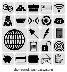 Set of 22 business high quality icons or symbols. Collection. Amazing desing. Vector Illustration.