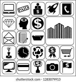 Set of 22 business high quality symbols or icons. Collection. Amazing desing. Vector Illustration.