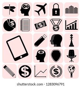 Set of 22 business high quality icons or symbols. Collection. Amazing desing. Vector Illustration.