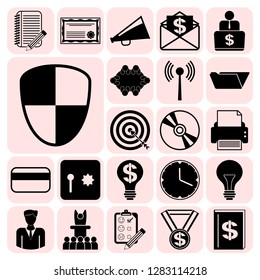 Set of 22 business high quality icons or symbols. Collection. Flat design. Vector Illustration.