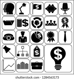 Set of 22 business high quality symbols or icons. Collection. Detailed design. Vector Illustration.
