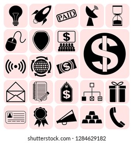 Set of 22 business high quality symbols or icons. Collection. Flat design. Vector Illustration.