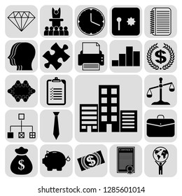 Set of 22 business high quality icons or symbols. Collection. Flat design. Vector Illustration.