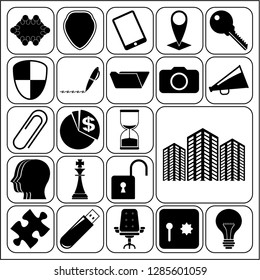 Set of 22 business high quality icons or symbols. Collection. Detailed design. Vector Illustration.