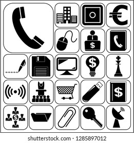 Set of 22 business high quality symbols or icons. Collection. Detailed design. Vector Illustration.