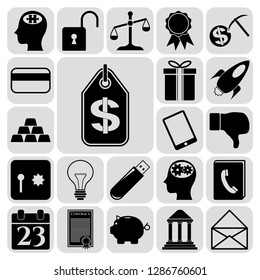 Set of 22 business high quality icons. Collection. Flat design. Vector Illustration.