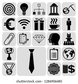 Set of 22 business high quality symbols or icons. Collection. Amazing desing. Vector Illustration.